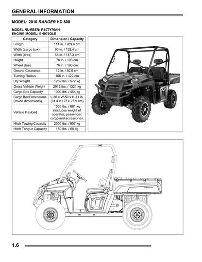 Polaris Ranger 800 UTV Service Manual | 2010-2014 - sample page 7