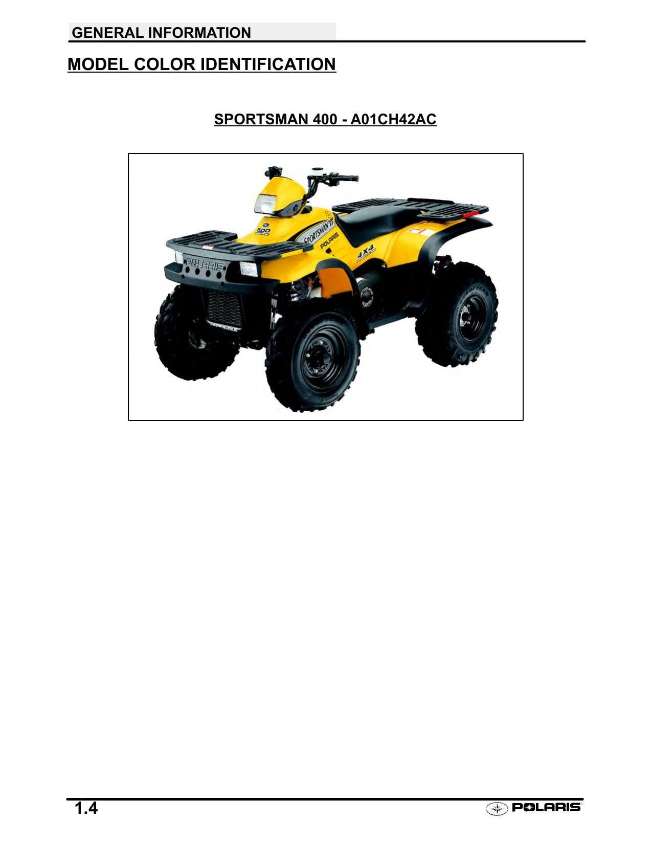 Polaris Sportsman 400 500 ATV Service Manual | 2001-2005 - sample page 7