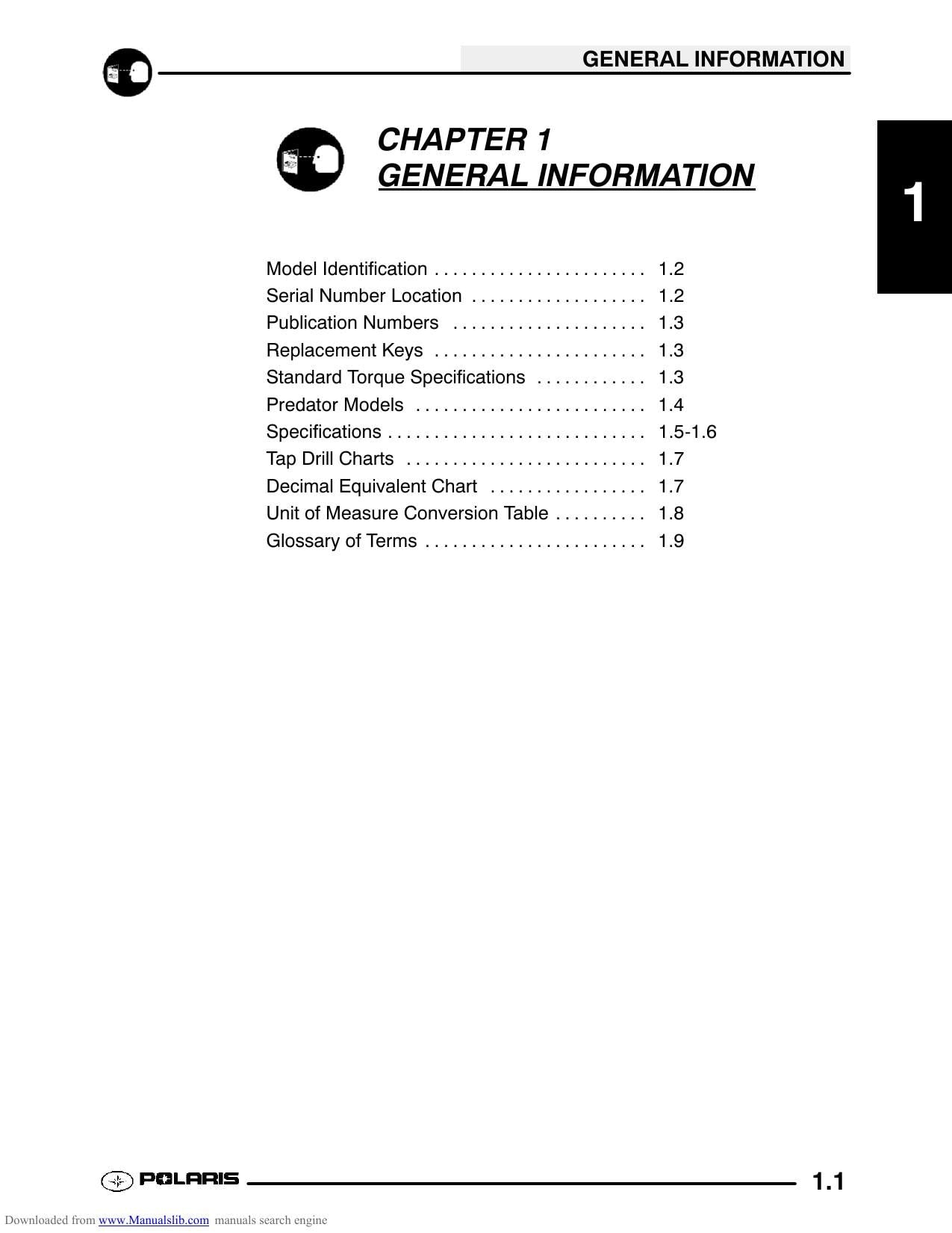 Polaris Predator 500 ATV Service Manual | 2003-2007 - sample page 6