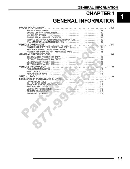 Polaris Ranger 700 4x4 Crew 6x6 UTV Service Manual | 2009-2013 - sample page 1