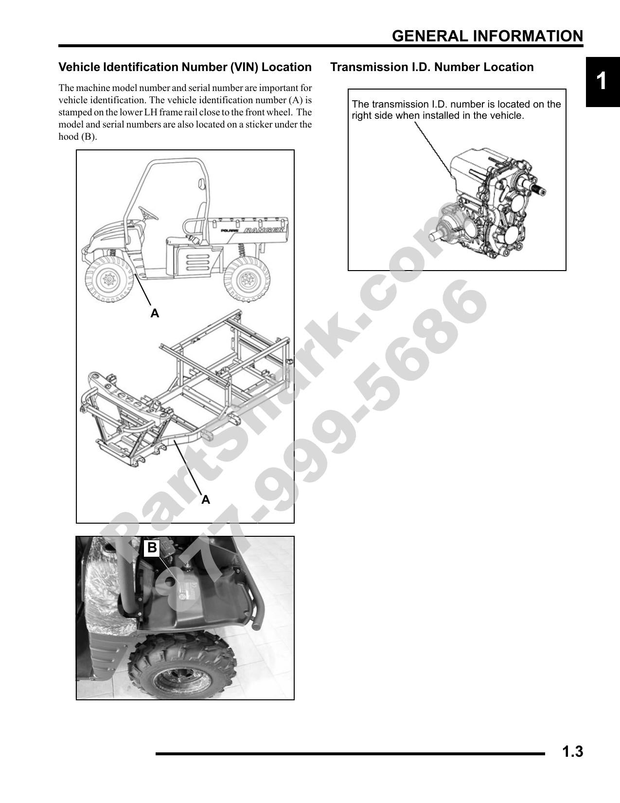 Polaris Ranger 500 2x4 UTV Service Manual | 2009-2013 - sample page 4