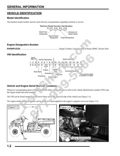 Polaris Ranger 500 4x4 EFI UTV Service Manual | 2009-2013 - sample page 3