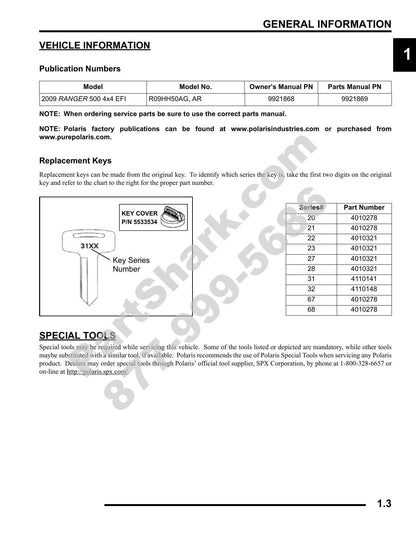 Polaris Ranger 500 4x4 EFI UTV Service Manual | 2009-2013 - sample page 4