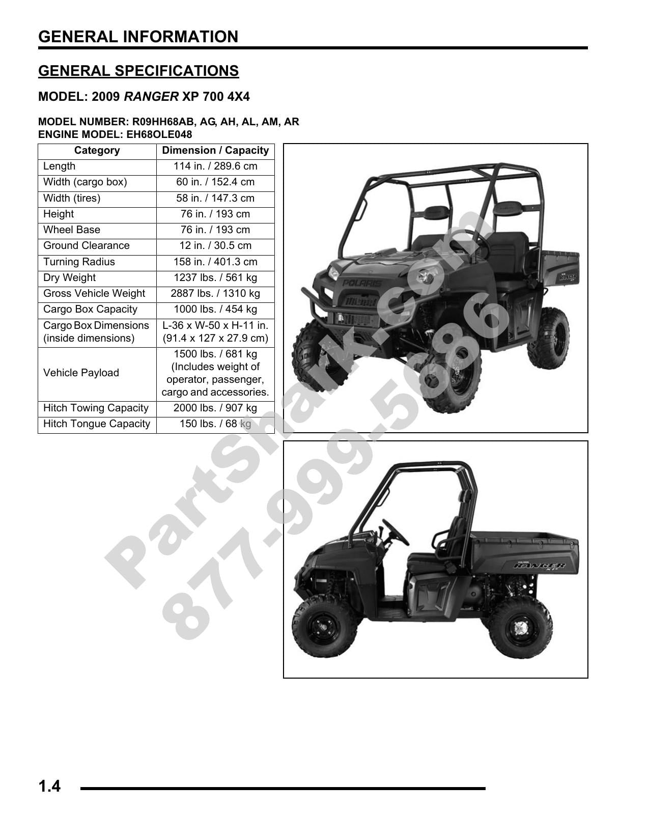 Polaris Ranger 700 XP HD 4x4 UTV Service Manual | 2009-2013 - sample page 3