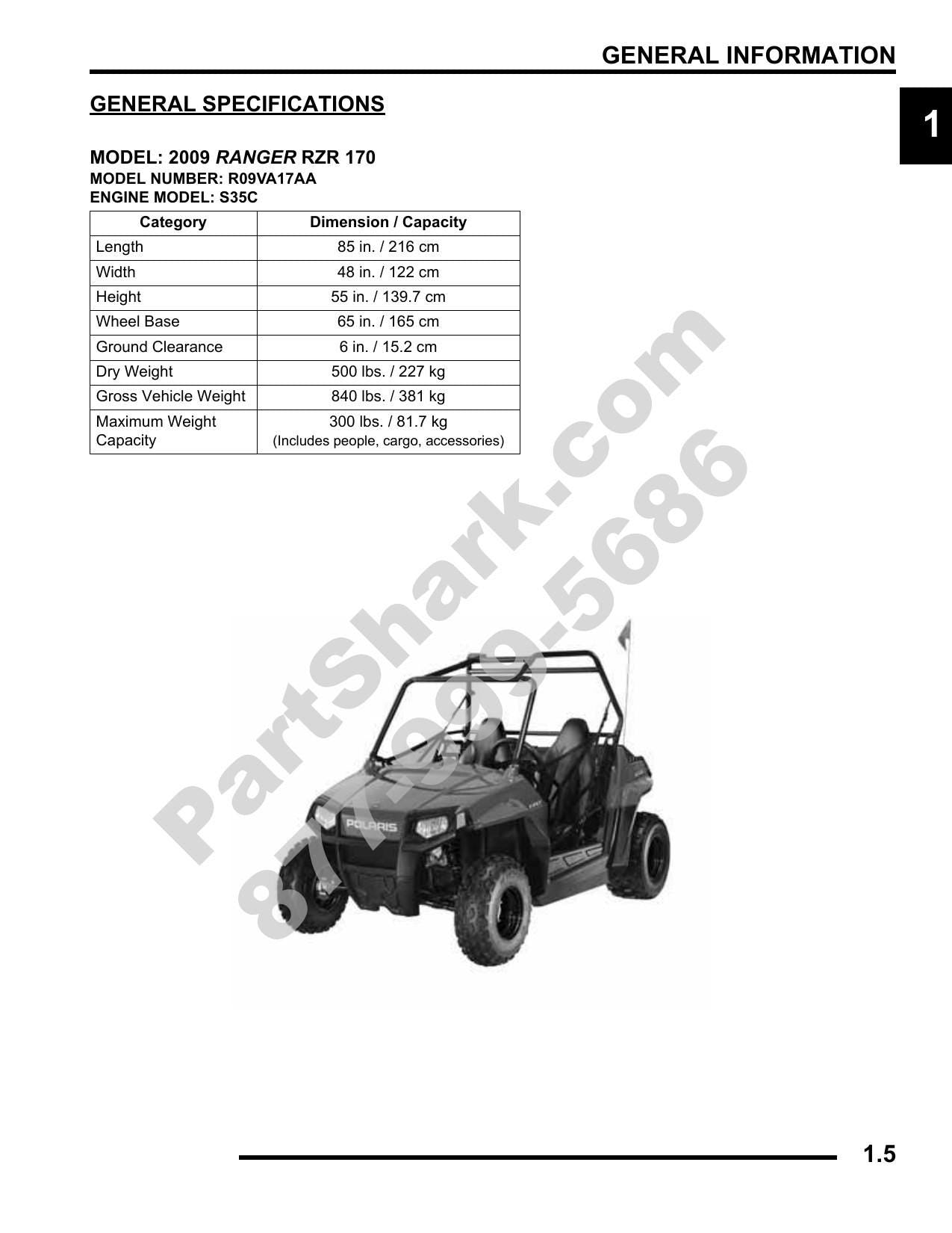 Polaris RZR 170 UTV Service Manual | 2009-2013 - sample page 6