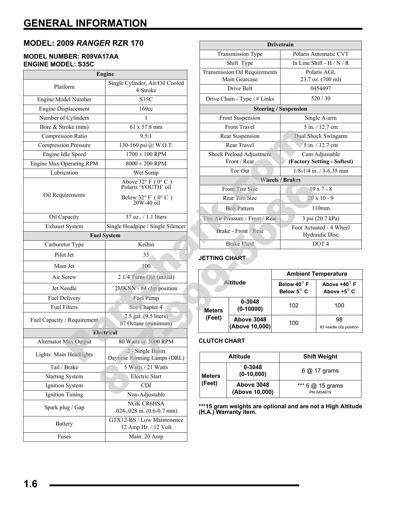 Polaris RZR 170 UTV Service Manual | 2009-2013 - sample page 7