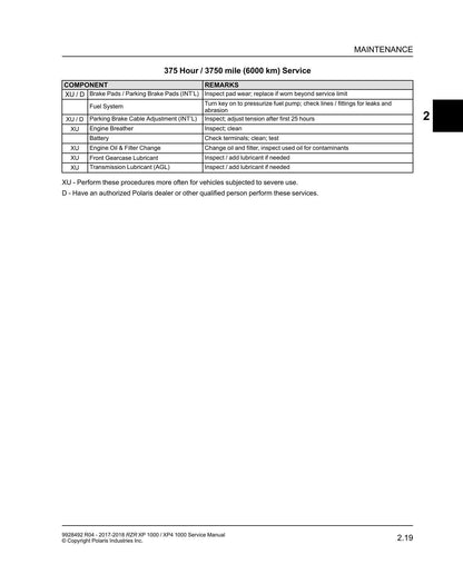 Polaris RZR XP 1000 UTV Service Manual | 2017-2018 - sample page 7