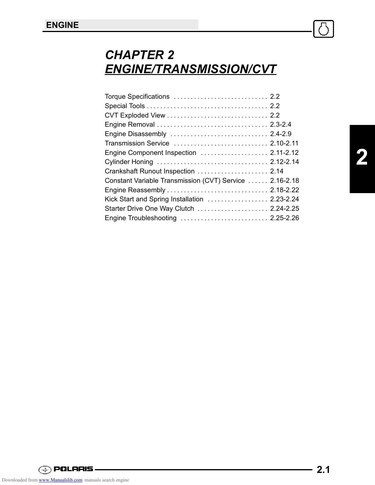 Polaris Youth ATV Scrambler 50 90 Sportsman Predator Service Manual | 2003-2007 - sample page 7