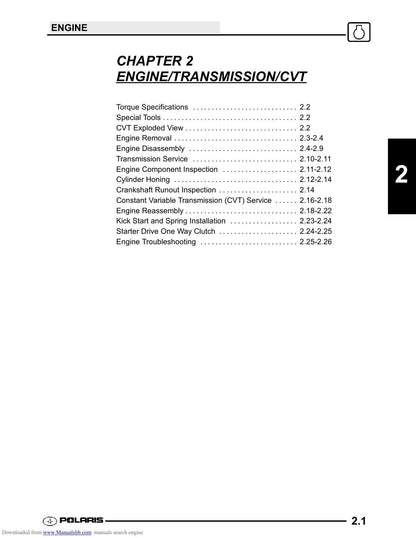 Polaris Youth ATV Scrambler 50 90 Sportsman Predator Service Manual | 2003-2007 - sample page 7
