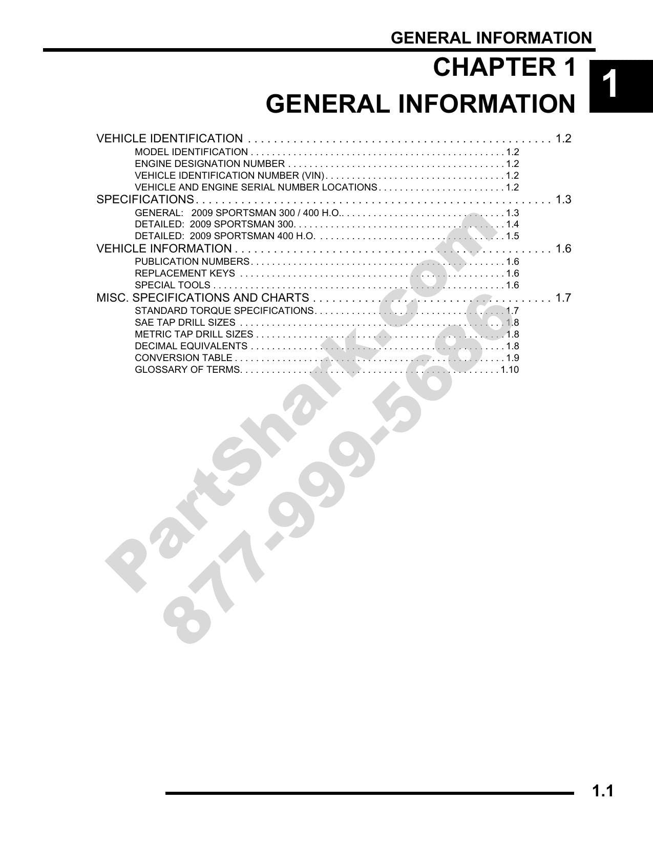 Polaris Sportsman 300 400 ATV Service Manual | 2009-2013 - sample page 2