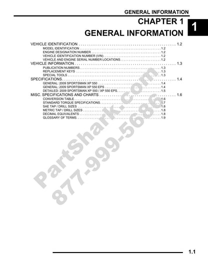 Polaris Sportsman XP 550 ATV Service Manual | 2009-2013 - sample page 6