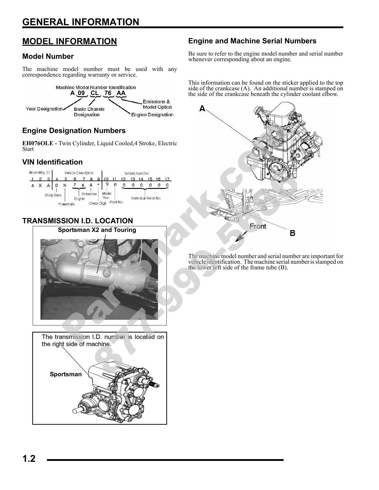 Polaris Sportsman 6x6 800 EFI ATV Service Manual | 2009-2013 - sample page 3