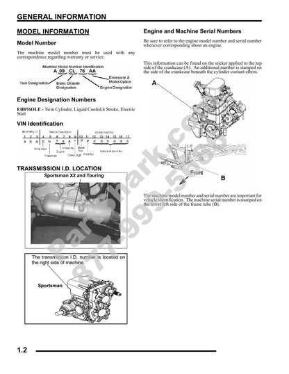 Polaris Sportsman 6x6 800 EFI ATV Service Manual | 2009-2013 - sample page 3
