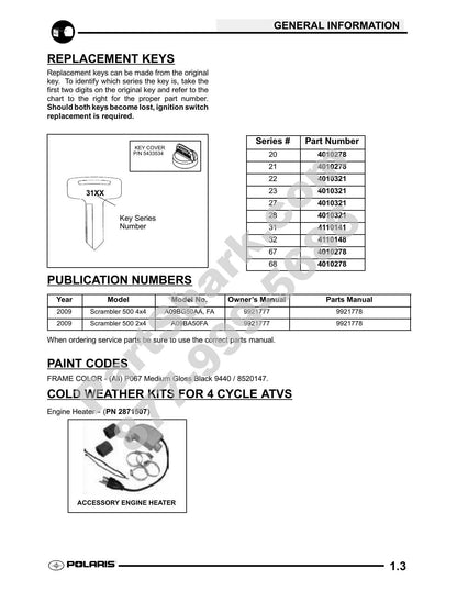 Polaris Scrambler 500 ATV Service Manual | 2009-2013 - sample page 4