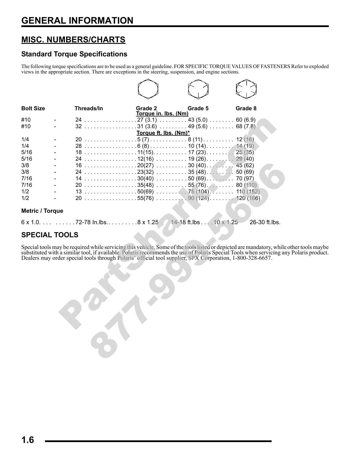 Polaris Sportsman 6x6 800 EFI ATV Service Manual | 2009-2013 - sample page 7