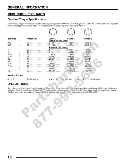 Polaris Sportsman 6x6 800 EFI ATV Service Manual | 2009-2013 - sample page 7