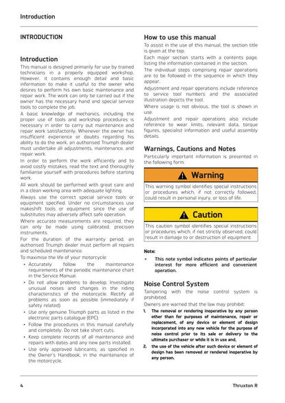 Triumph Thruxton R Motorcycle Service Manual | 2016-2020 - sample page 3
