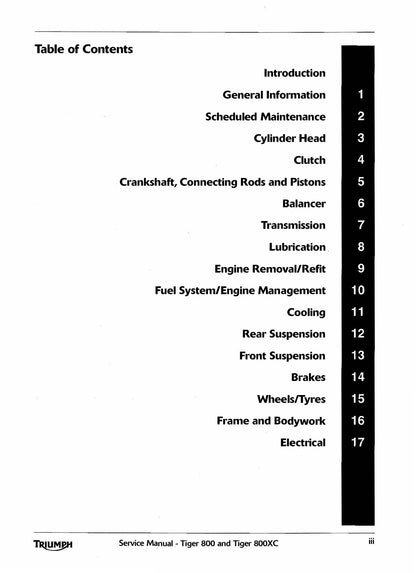 Triumph Tiger 800 800XC Motorcycle Service Manual | 2010-2014 - sample page 3