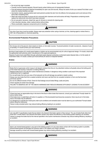 Triumph Speed Triple RS Motorcycle Service Manual | 2018-2022 - sample page 5