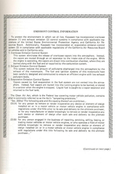 Kawasaki KLR250 Motorcycle Service Manual | 1984-2004 - sample page 6