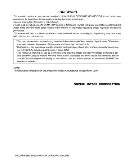 Suzuki DF115B DF140B Outboard Service Manual | 2021-2025 - sample page 6