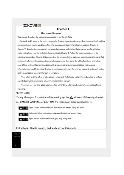 Kove 450 Rally Motorcycle Service Manual | 2023-2027 - sample page 8
