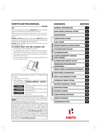 Hero Xpulse 200 200T Motorcycle Service Manual | 2019-2023 - sample page 2