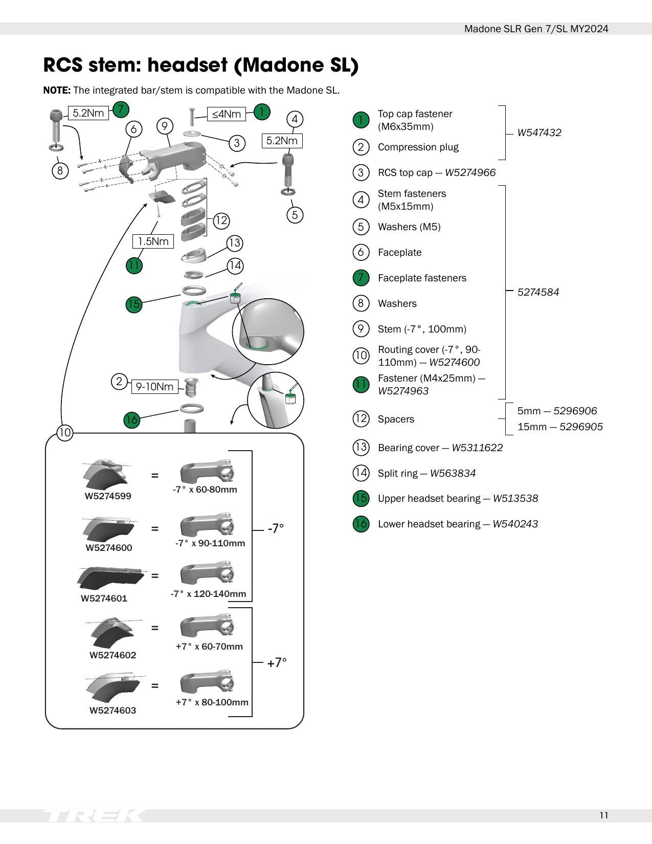Trek Madone SLR Gen 7 SL Motorcycle Service Manual | 2024-2028 - sample page 10