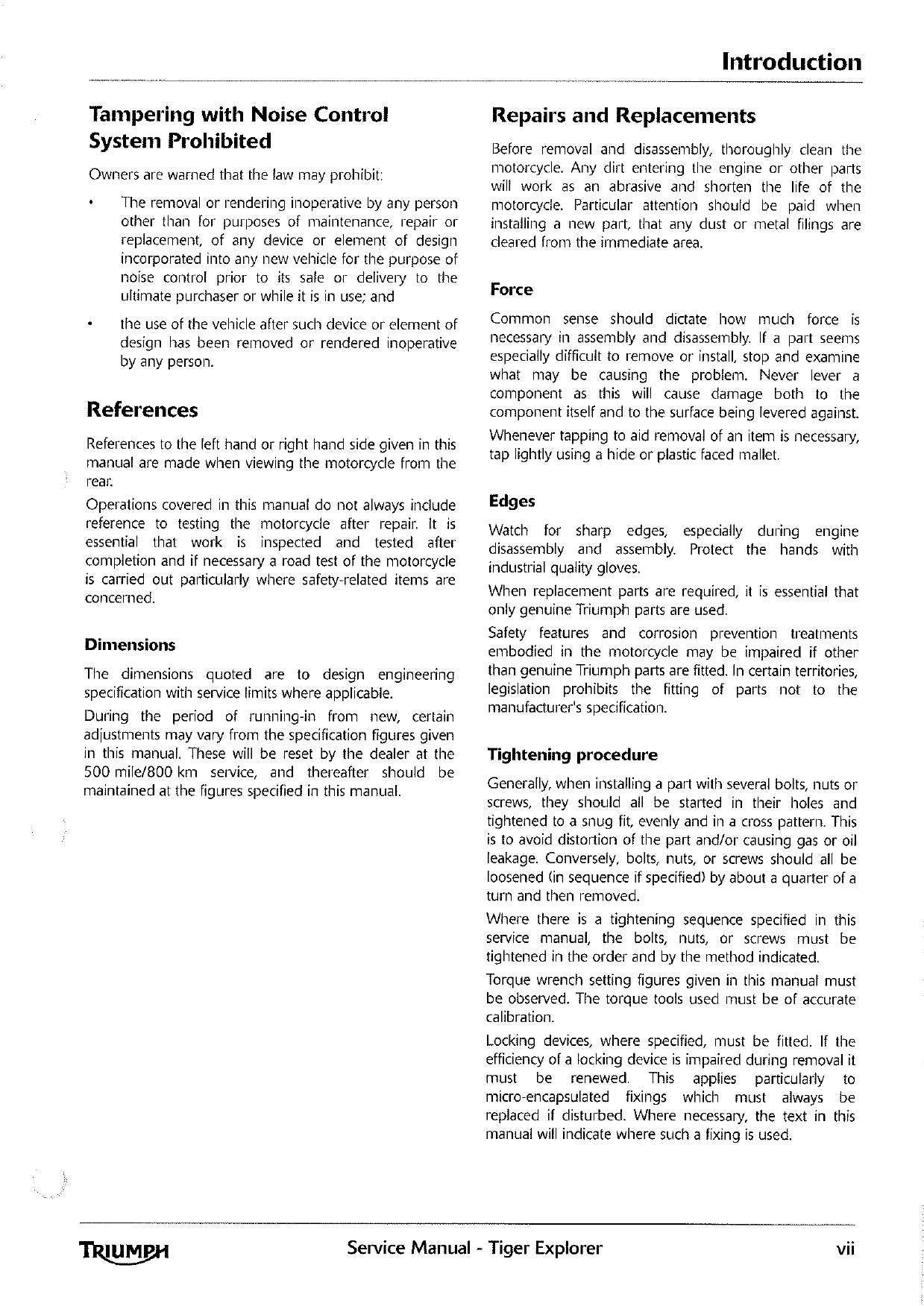 Triumph Tiger Explorer Motorcycle Service Manual | 2012-2016 - sample page 8