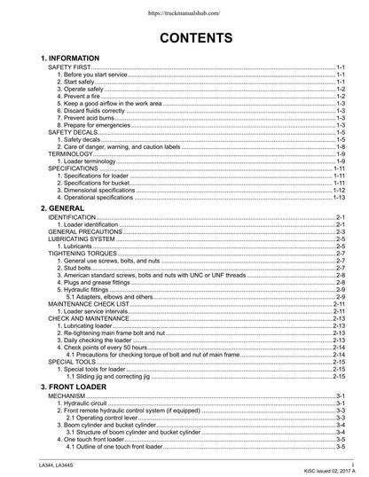 Kubota LA344 LA344S Front Loader Service Manual | 2017-2021 - sample page 5