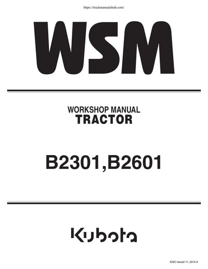 Kubota B2301 B2601 Tractor Service Manual | 2014-2018 - sample page 2