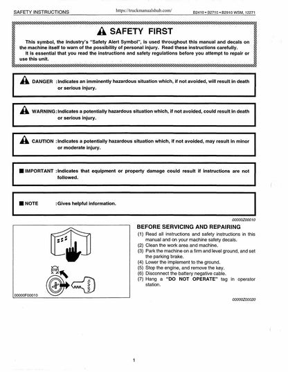 Kubota B2410 B2710 B2910 Tractor Service Manual | 2000-2004 - sample page 4