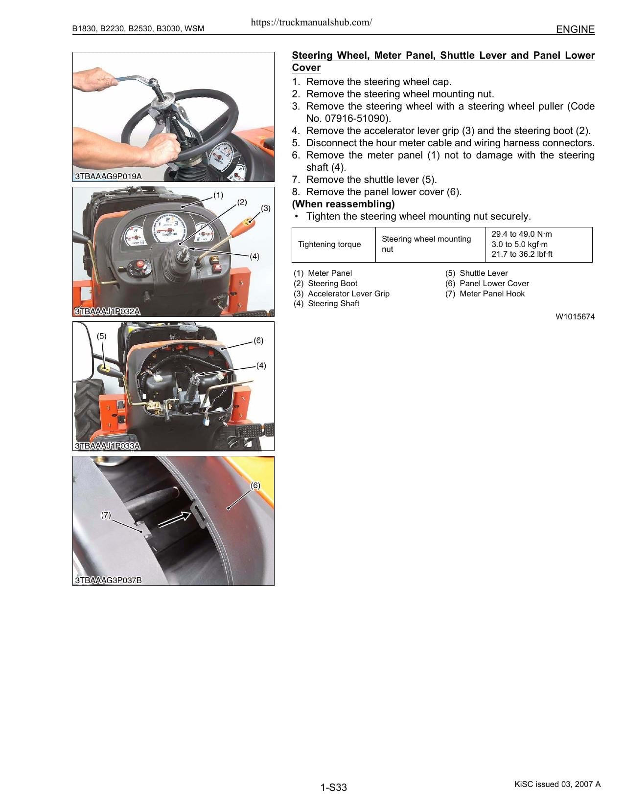 Kubota B1830 B2230 B2530 B3030 Tractor Service Manual | 2007-2011 - sample page 5