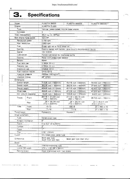 Kubota B6000 Tractor Service Manual | 1972-1976 - sample page 6