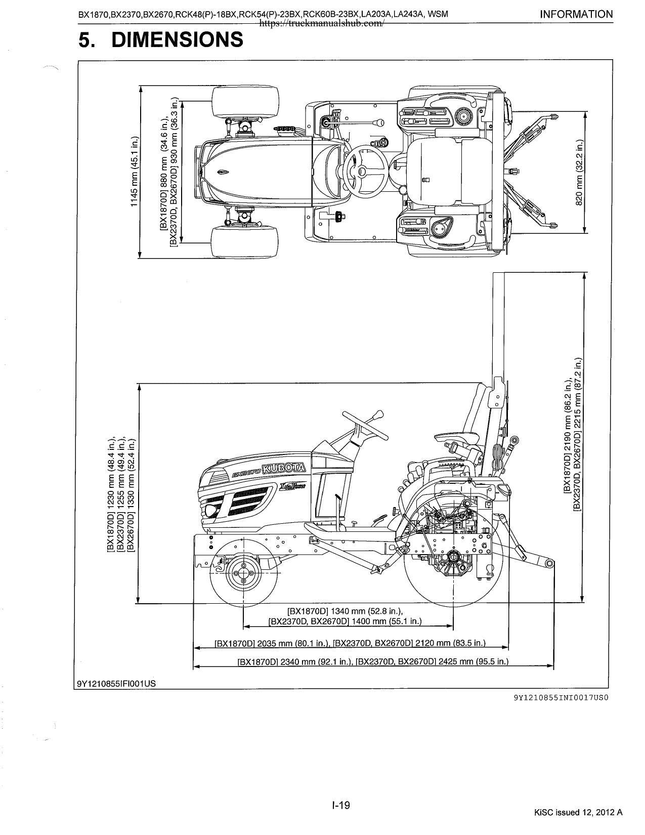 Kubota BX1870 BX2370 BX2670 Tractor Mower Loader Service Manual | 2012-2016 - sample page 3