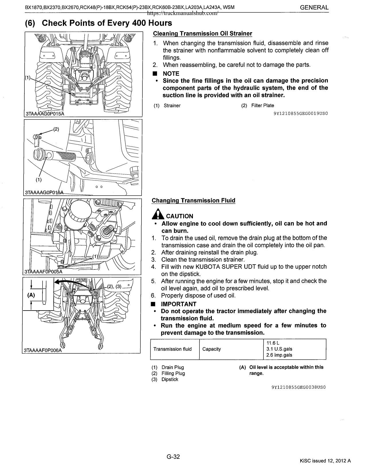Kubota BX1870 BX2370 BX2670 Tractor Mower Loader Service Manual | 2012-2016 - sample page 5