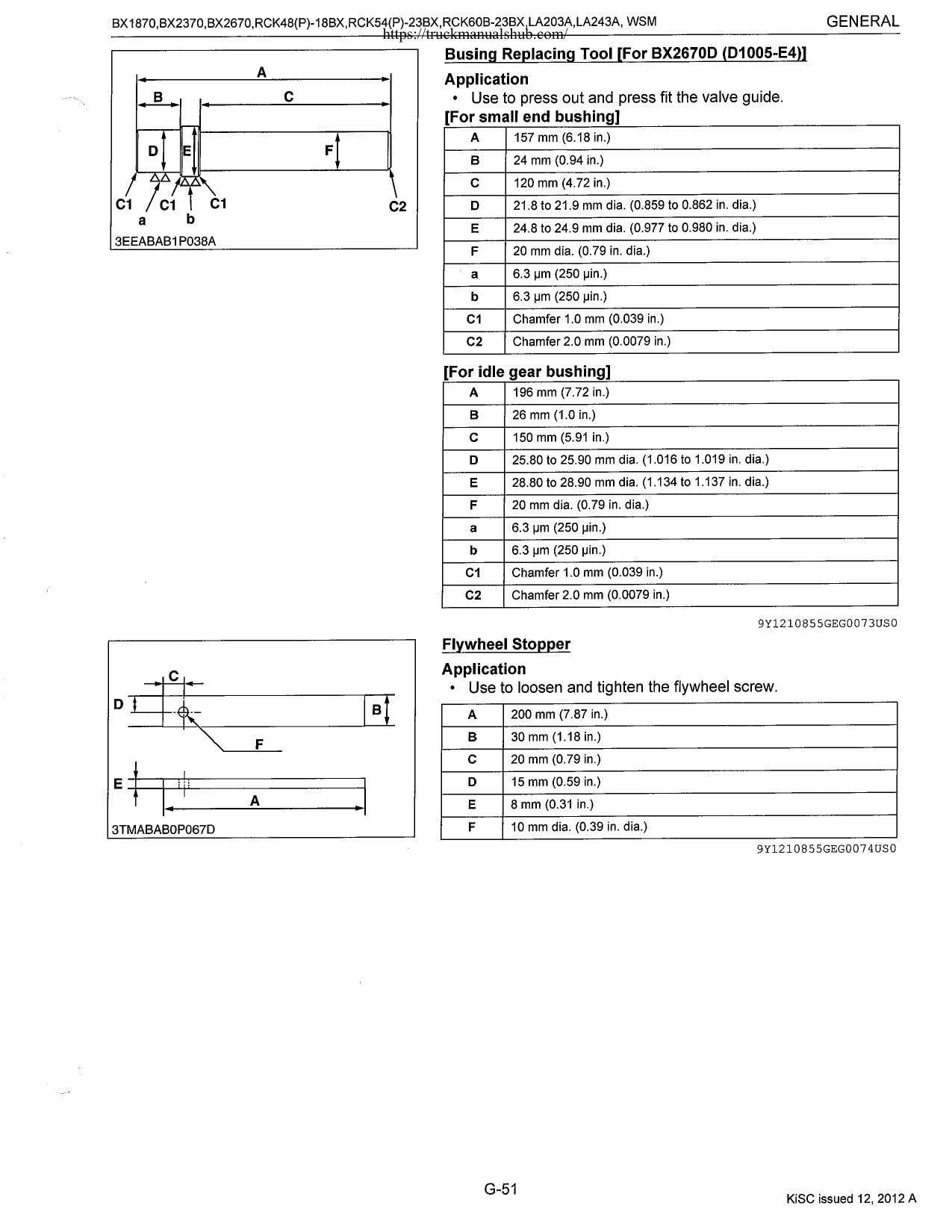 Kubota BX1870 BX2370 BX2670 Tractor Mower Loader Service Manual | 2012-2016 - sample page 6