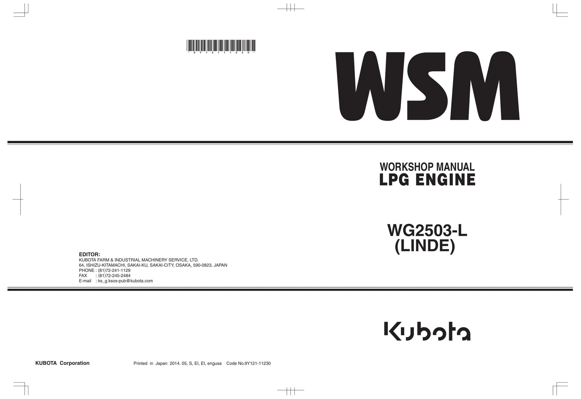 Kubota WG2503-L LPG Engine Service Manual | 2014-2018 - sample page 2