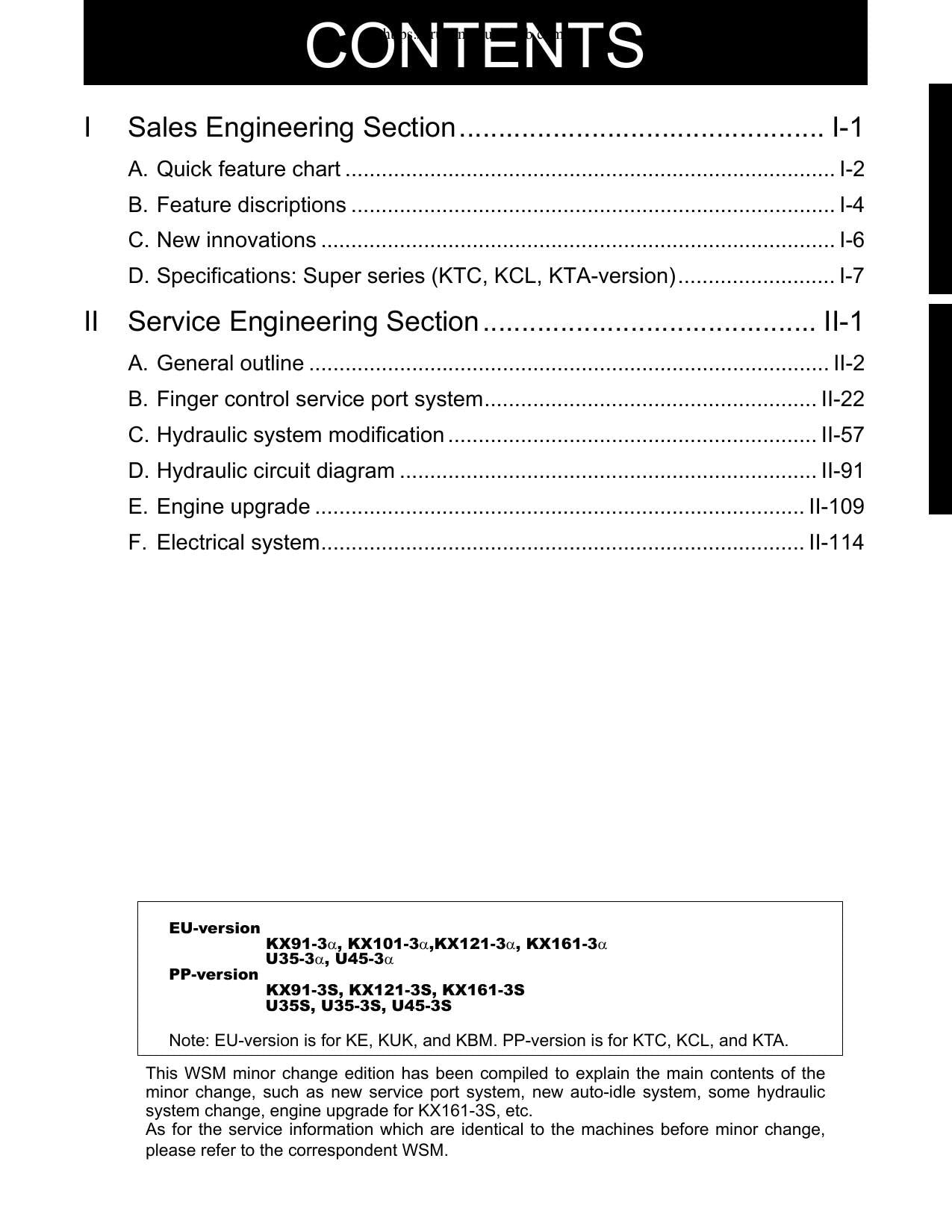 Kubota KX91 KX121 KX161 U35 U45 Excavator Service Manual | 2004-2008 - sample page 3