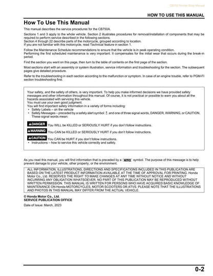 Honda CB750 Hornet Motorcycle Service Manual | 2023-2026 - sample page 5