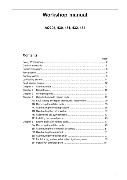 Volvo Penta AQ205 430 431 432 434 Motorcycle Service Manual | 1985-1989 - sample page 5