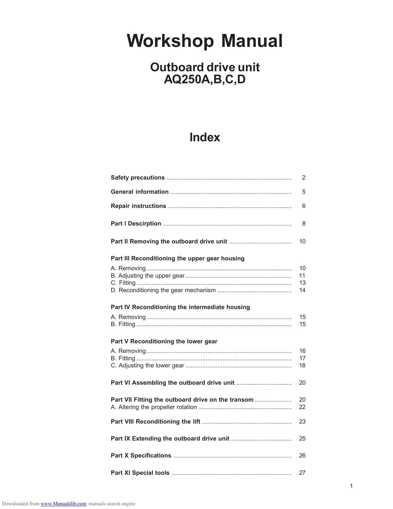 Volvo Penta Aquamatic 250 Drive Outboard Service Manual | 1970-1974 - sample page 6