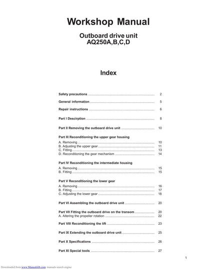 Volvo Penta Aquamatic 250 Drive Outboard Service Manual | 1970-1974 - sample page 6