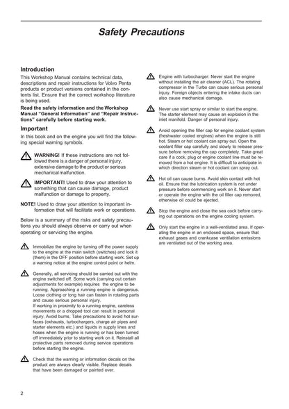 Volvo Penta AQ205 430 431 432 434 Motorcycle Service Manual | 1985-1989 - sample page 6