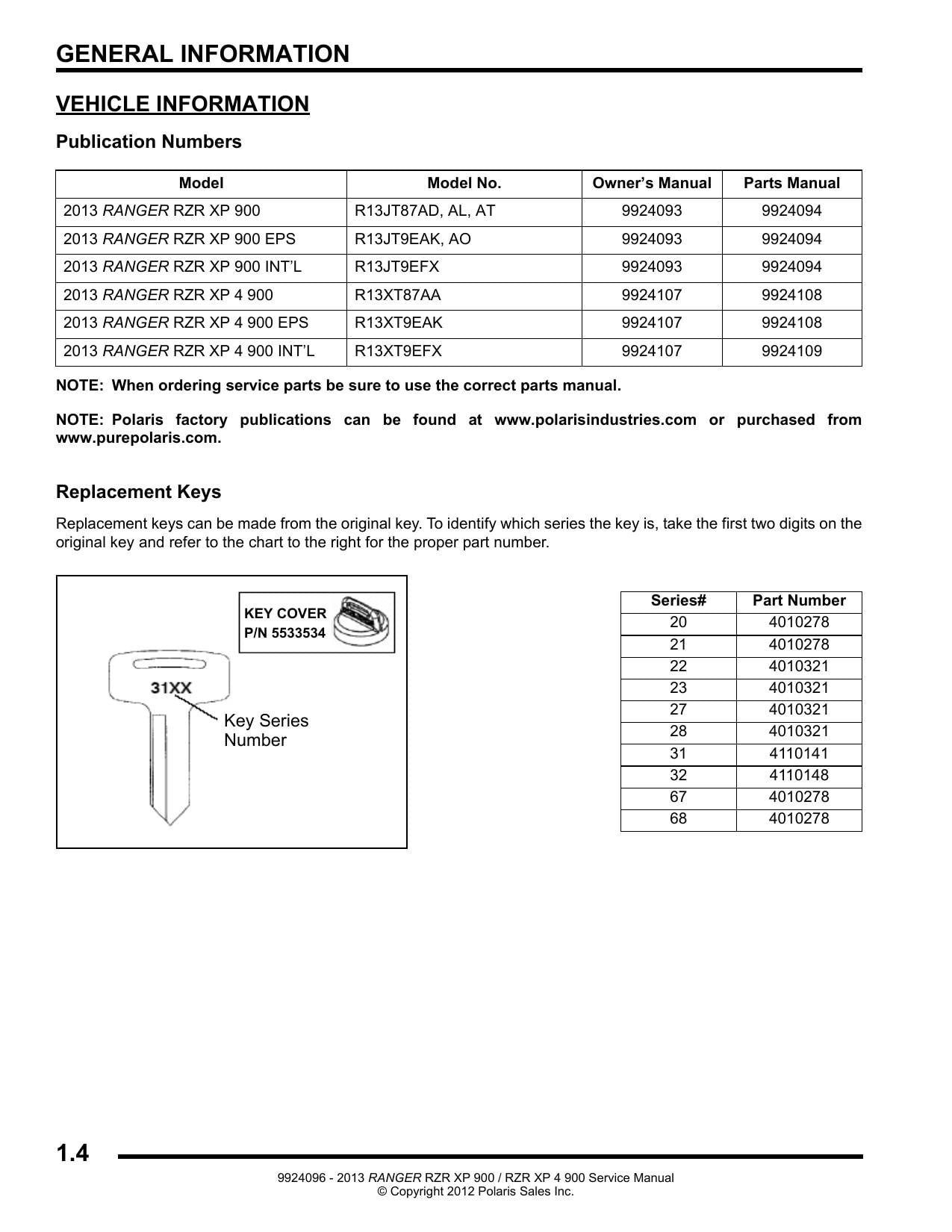 Polaris RZR XP 900 UTV Service Manual | 2013-2017 - sample page 5