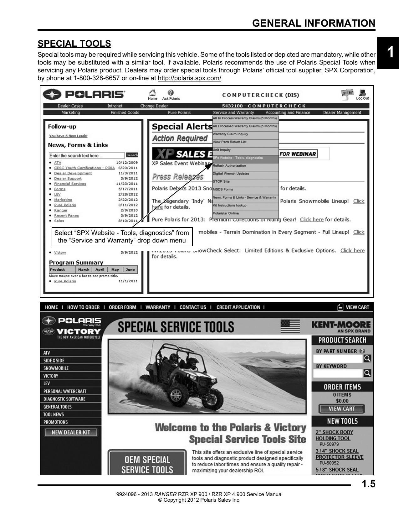 Polaris RZR XP 900 UTV Service Manual | 2013-2017 - sample page 6