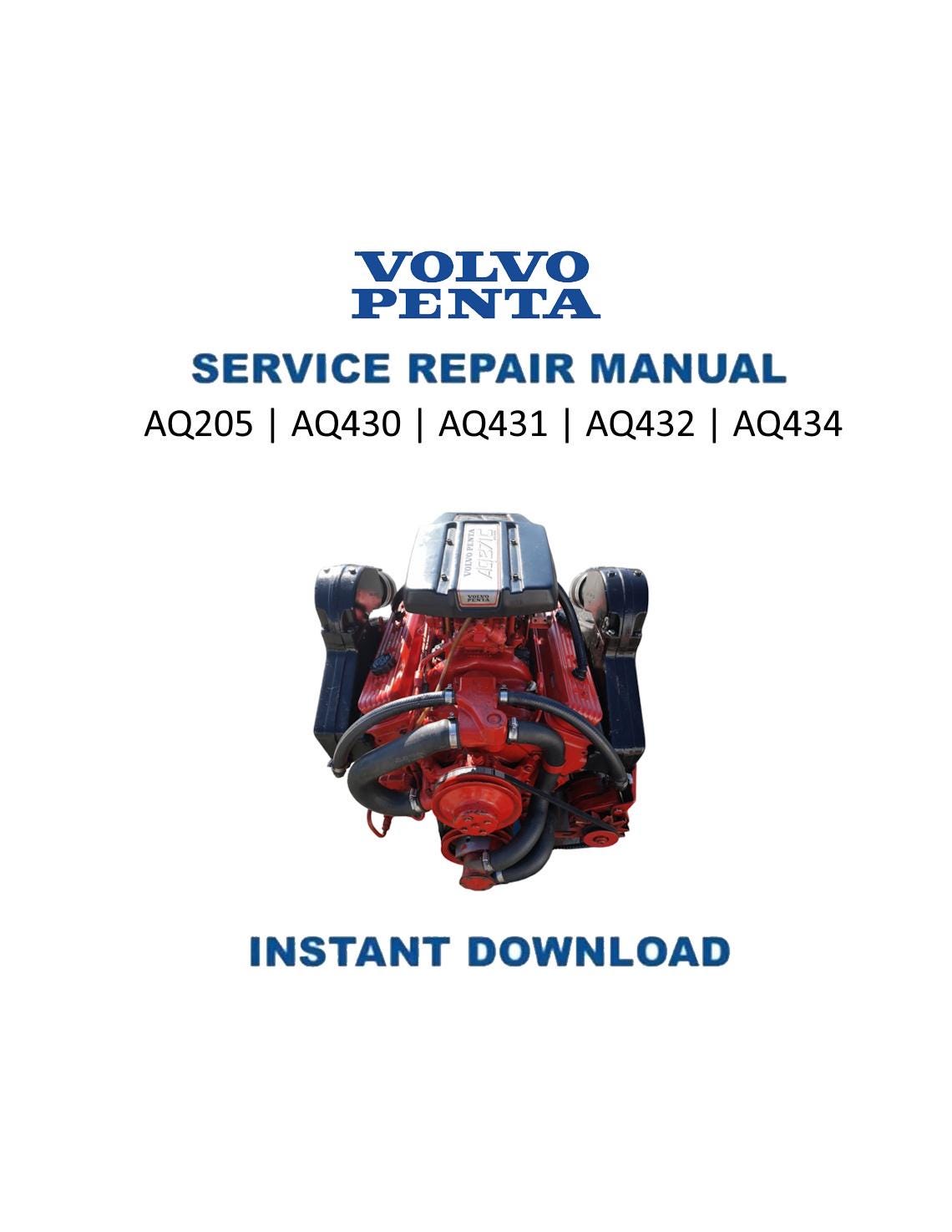 Volvo Penta AQ205 430 431 432 434 Motorcycle Service Manual | 1985-1989 - Service Manual PDF Instant Download
