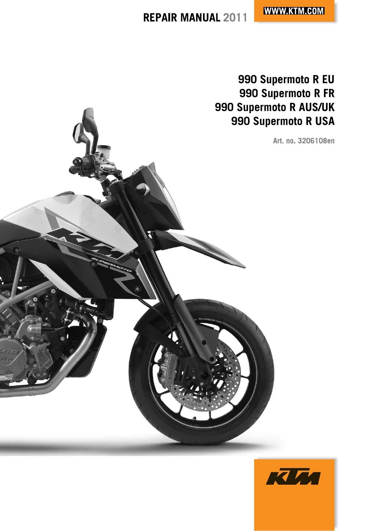 KTM 990 Supermoto R Motorcycle Service Manual | 2011-2015 - sample page 2