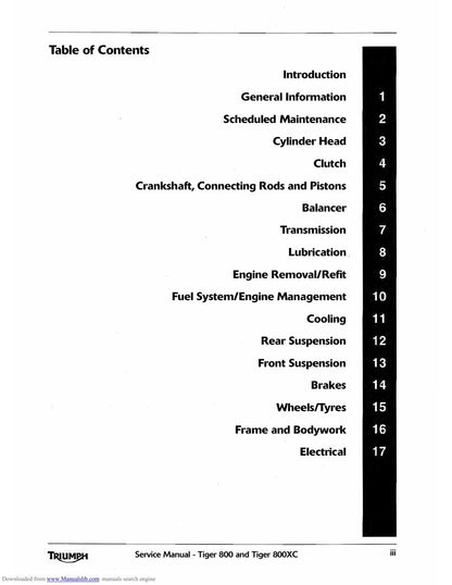 Triumph Tiger 800 800XC Motorcycle Service Manual | 2011-2015 - sample page 3