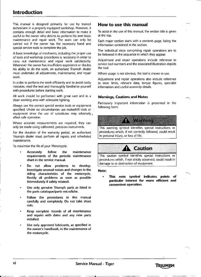 Triumph Tiger 1050 Motorcycle Service Manual | 2006-2010 - sample page 10